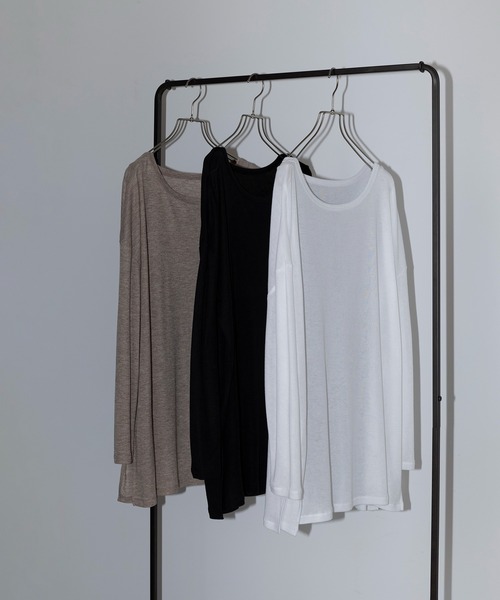 vieux by MAISON BREEZE(ビューバイメゾンブリーズ)の「【vieux by MAISON BREEZE】Sheer long sleeve Tee シアー長袖Tシャツ(Tシャツ/カットソー・レディース・ブラック/ホワイト/ベージュ・FREE)」の4枚目の写真