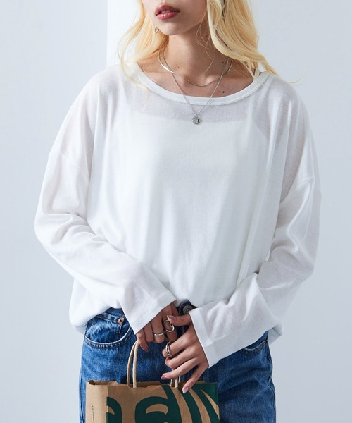 vieux by MAISON BREEZE(ビューバイメゾンブリーズ)の「【vieux by MAISON BREEZE】Sheer long sleeve Tee シアー長袖Tシャツ(Tシャツ/カットソー・レディース・ブラック/ホワイト/ベージュ・FREE)」の21枚目の写真