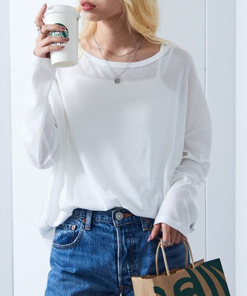 vieux by MAISON BREEZE(ビューバイメゾンブリーズ)の「【vieux by MAISON BREEZE】Sheer long sleeve Tee シアー長袖Tシャツ(Tシャツ/カットソー・レディース・ブラック/ホワイト/ベージュ・FREE)」の20枚目の写真