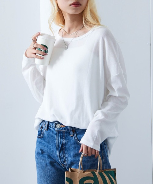 vieux by MAISON BREEZE(ビューバイメゾンブリーズ)の「【vieux by MAISON BREEZE】Sheer long sleeve Tee シアー長袖Tシャツ(Tシャツ/カットソー・レディース・ブラック/ホワイト/ベージュ・FREE)」の19枚目の写真
