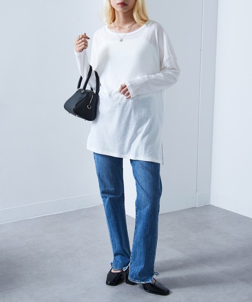 vieux by MAISON BREEZE(ビューバイメゾンブリーズ)の「【vieux by MAISON BREEZE】Sheer long sleeve Tee シアー長袖Tシャツ(Tシャツ/カットソー・レディース・ブラック/ホワイト/ベージュ・FREE)」の15枚目の写真