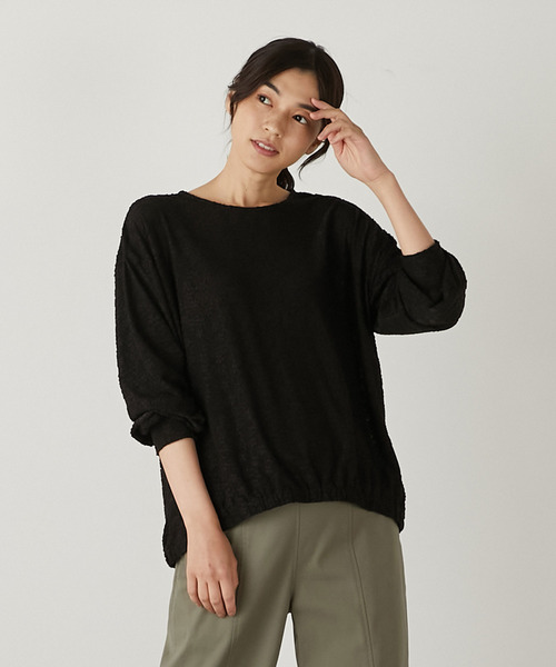 MELROSE claire(メルローズ クレール)の「【フラワーモチーフのカットジャガード♪プルオーバー】(Tシャツ/カットソー・レディース・アイボリー/ブラック・FREE)」の3枚目の写真