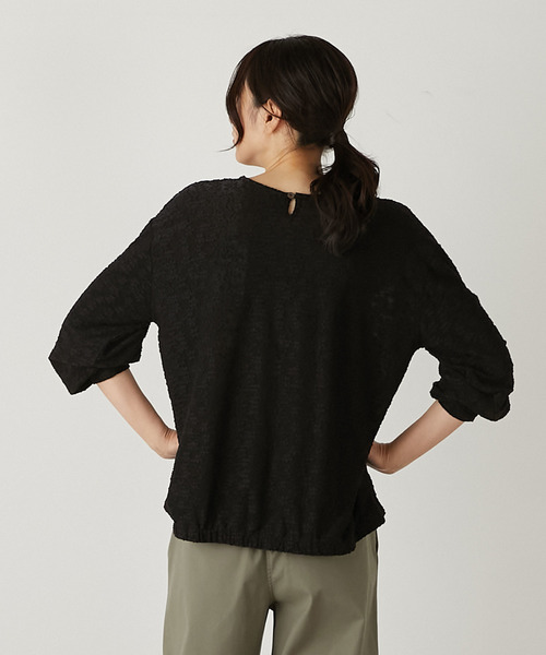 MELROSE claire(メルローズ クレール)の「【フラワーモチーフのカットジャガード♪プルオーバー】(Tシャツ/カットソー・レディース・アイボリー/ブラック・FREE)」の4枚目の写真