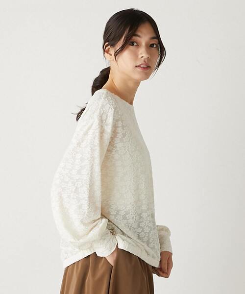 MELROSE claire(メルローズ クレール)の「【フラワーモチーフのカットジャガード♪プルオーバー】(Tシャツ/カットソー・レディース・アイボリー/ブラック・FREE)」の10枚目の写真