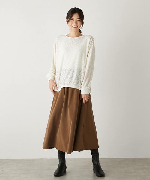 MELROSE claire(メルローズ クレール)の「【フラワーモチーフのカットジャガード♪プルオーバー】(Tシャツ/カットソー・レディース・アイボリー/ブラック・FREE)」の14枚目の写真