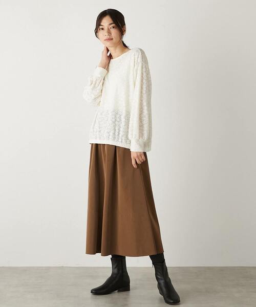 MELROSE claire(メルローズ クレール)の「【フラワーモチーフのカットジャガード♪プルオーバー】(Tシャツ/カットソー・レディース・アイボリー/ブラック・FREE)」の15枚目の写真