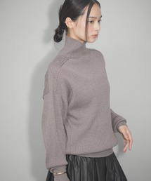 【WEB限定・洗える】WOOL混リブタートルニット
