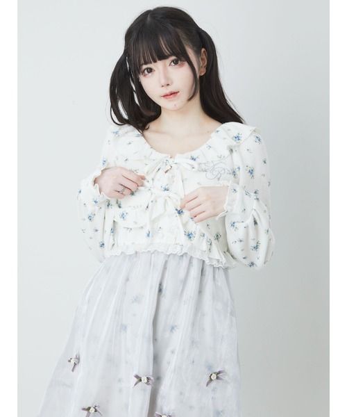 Ank Rouge（アンクルージュ）の「フリルリボンボレロカーデ（Tシャツ/カットソー・レディース・ピンク/ブルー・M）」の4枚目の写真