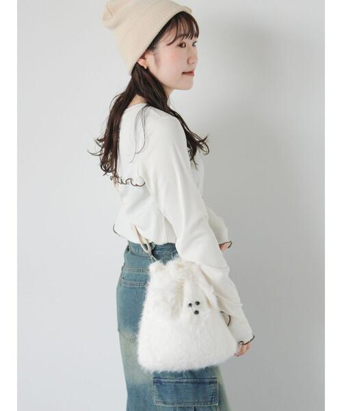 ehka sopo（エヘカソポ）の「ドッグフェイスミニショルダーバッグ（ハンドバッグ・レディース・ブラウン/オフホワイト/グレー・F）」の21枚目の写真