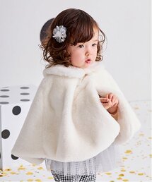 美品ケイトスペードニューヨークキッズ ファーポンチョ70-90cm 美品ケイトスペードニューヨークキッズ ファーポンチョ70-90cm