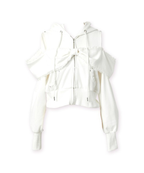 Ribbon shoulder zip hoodie（パーカー）｜AVENCHUMU  
