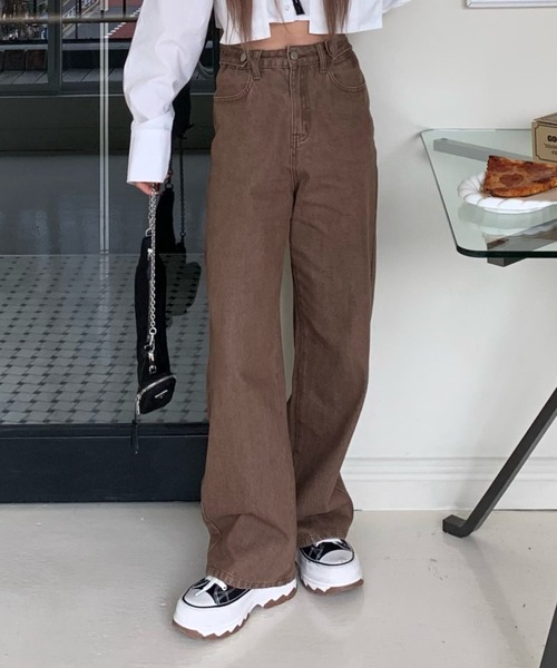 INTER FACTORY(インターファクトリー)の「mayu - ヴィンテージカラーデニム made in INTERFACTORY(デニムパンツ・レディース・ピンク/ブラウン・FREE)」の3枚目の写真