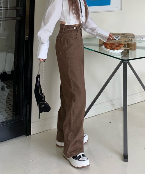 INTER FACTORY(インターファクトリー)の「mayu - ヴィンテージカラーデニム made in INTERFACTORY(デニムパンツ・レディース・ピンク/ブラウン・FREE)」の7枚目の写真