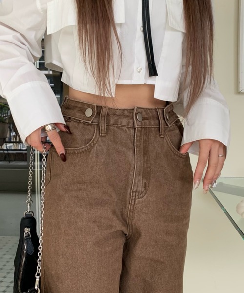 INTER FACTORY(インターファクトリー)の「mayu - ヴィンテージカラーデニム made in INTERFACTORY(デニムパンツ・レディース・ピンク/ブラウン・FREE)」の11枚目の写真