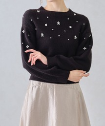 MORABITO ビジュー付き黒ニットセーター 38 MORABITO ビジュー付き黒ニットセーター 38