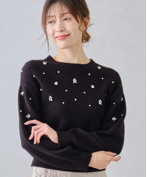 MISCH MASCH（ミッシュマッシュ）の「■2024秋冬新作■フラッフィービジューニット/MM448304（ニット/セーター・レディース・ブラック/ラベンダー/ホワイト・ﾌﾘ-）」の3枚目の写真