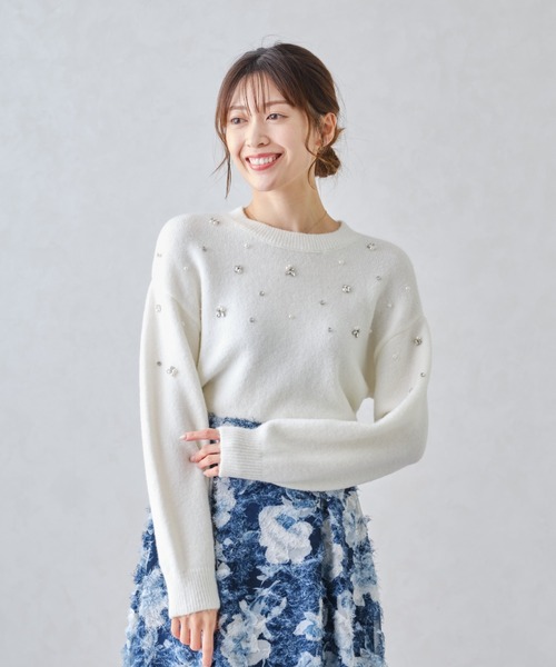 MISCH MASCH（ミッシュマッシュ）の「■2024秋冬新作■フラッフィービジューニット/MM448304（ニット/セーター・レディース・ブラック/ラベンダー/ホワイト・ﾌﾘ-）」の6枚目の写真