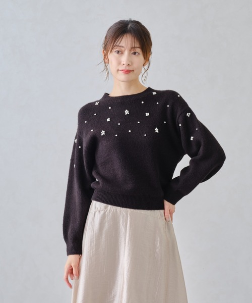 MISCH MASCH（ミッシュマッシュ）の「■2024秋冬新作■フラッフィービジューニット/MM448304（ニット/セーター・レディース・ブラック/ラベンダー/ホワイト・ﾌﾘ-）」の14枚目の写真