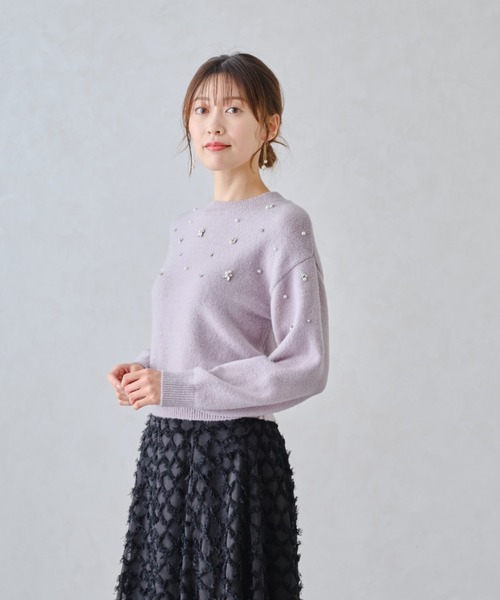 MISCH MASCH（ミッシュマッシュ）の「■2024秋冬新作■フラッフィービジューニット/MM448304（ニット/セーター・レディース・ブラック/ラベンダー/ホワイト・ﾌﾘ-）」の10枚目の写真