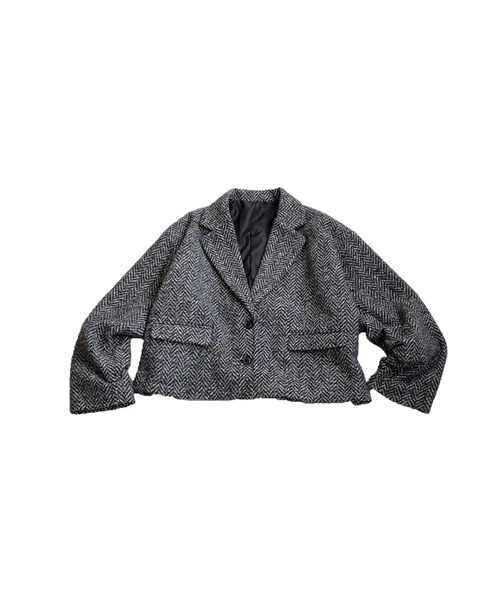 antiqua（アンティカ）の「ショート丈ツイードジャケット（テーラードジャケット・レディース・ブラックミックス・ONESIZE）」の3枚目の写真