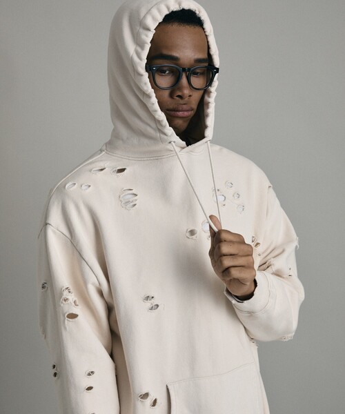 Firsthand(ファーストハンド)の「Firsthand/ファーストハンド DAMAGE HOODIE / ダメージプルオーバーフーディ(パーカー・メンズ・オートミール/グレー/ブラック・M/L)」の11枚目の写真