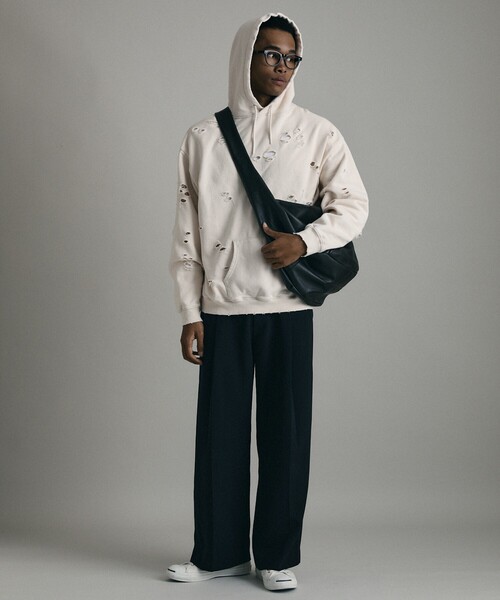 Firsthand(ファーストハンド)の「Firsthand/ファーストハンド DAMAGE HOODIE / ダメージプルオーバーフーディ(パーカー・メンズ・オートミール/グレー/ブラック・M/L)」の14枚目の写真