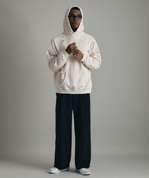 Firsthand(ファーストハンド)の「Firsthand/ファーストハンド DAMAGE HOODIE / ダメージプルオーバーフーディ(パーカー・メンズ・オートミール/グレー/ブラック・M/L)」の16枚目の写真