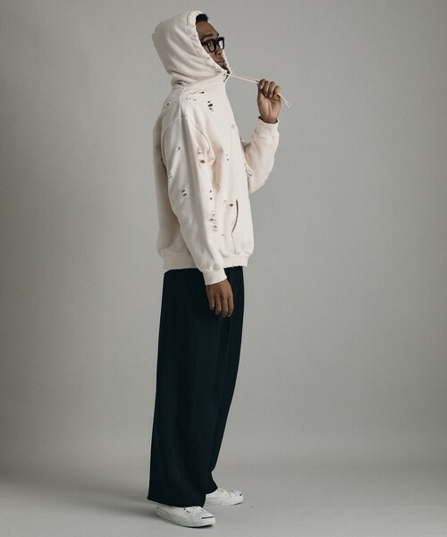 Firsthand(ファーストハンド)の「Firsthand/ファーストハンド DAMAGE HOODIE / ダメージプルオーバーフーディ(パーカー・メンズ・オートミール/グレー/ブラック・M/L)」の5枚目の写真