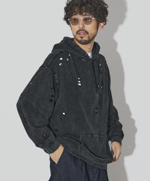 Firsthand(ファーストハンド)の「Firsthand/ファーストハンド DAMAGE HOODIE / ダメージプルオーバーフーディ(パーカー・メンズ・オートミール/グレー/ブラック・M/L)」の22枚目の写真