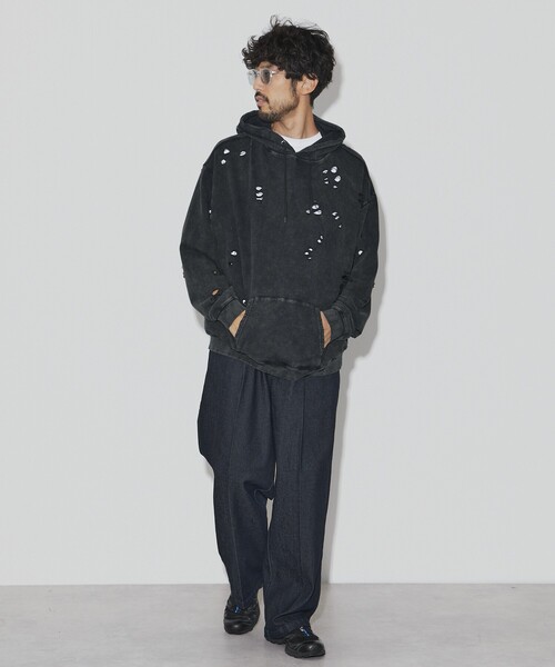 Firsthand(ファーストハンド)の「Firsthand/ファーストハンド DAMAGE HOODIE / ダメージプルオーバーフーディ(パーカー・メンズ・オートミール/グレー/ブラック・M/L)」の21枚目の写真