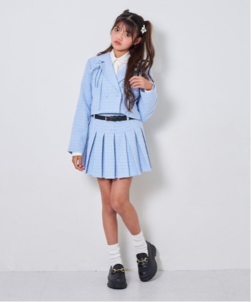 by LOVEiT（バイラビット）の「ベルトつきプリーツスカート（インパンつき）（スカート・キッズ・グレー/サックスブルー/ブラック/マルチ・120cm/160cm/150cm/140cm/130cm）」の19枚目の写真