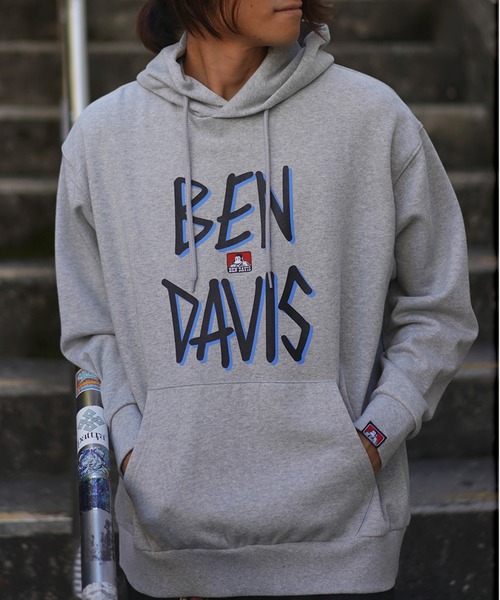 【セール】《BEN DAVIS》プリントパーカー /リサイクルコットン混・抗菌防臭加工（パーカー）｜BEN DAVIS（ベンデイビス）