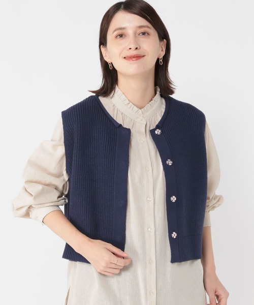 studio CLIP(スタディオクリップ)の「7ゲージフライトフロント畦ベスト(ベスト・レディース・ライトグレー/アイボリー/ネイビー・FREE)」の3枚目の写真