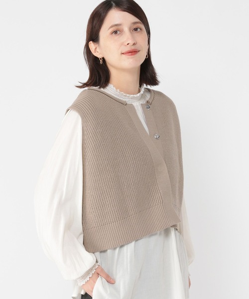 studio CLIP(スタディオクリップ)の「7ゲージフライトフロント畦ベスト(ベスト・レディース・ライトグレー/アイボリー/ネイビー・FREE)」の2枚目の写真