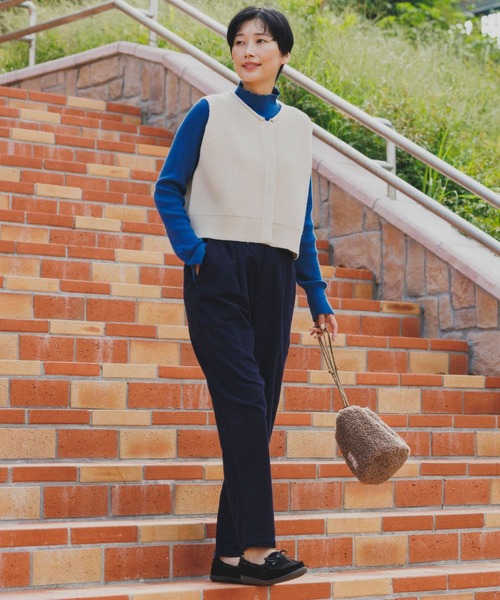 studio CLIP(スタディオクリップ)の「7ゲージフライトフロント畦ベスト(ベスト・レディース・ライトグレー/アイボリー/ネイビー・FREE)」の4枚目の写真