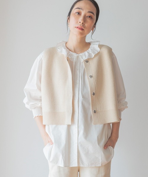 studio CLIP(スタディオクリップ)の「7ゲージフライトフロント畦ベスト(ベスト・レディース・ライトグレー/アイボリー/ネイビー・FREE)」の6枚目の写真