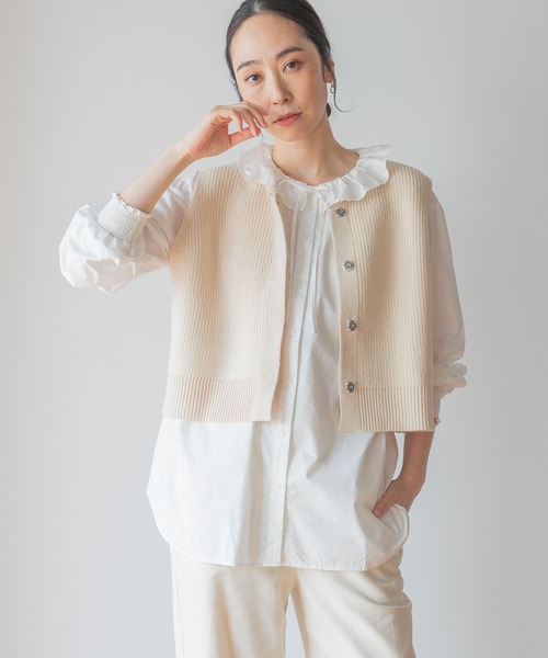 studio CLIP(スタディオクリップ)の「7ゲージフライトフロント畦ベスト(ベスト・レディース・ライトグレー/アイボリー/ネイビー・FREE)」の7枚目の写真