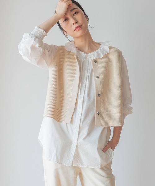 studio CLIP(スタディオクリップ)の「7ゲージフライトフロント畦ベスト(ベスト・レディース・ライトグレー/アイボリー/ネイビー・FREE)」の8枚目の写真