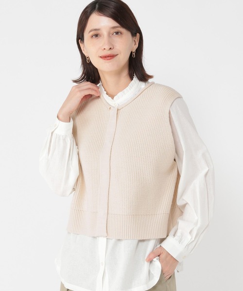 studio CLIP(スタディオクリップ)の「7ゲージフライトフロント畦ベスト(ベスト・レディース・ライトグレー/アイボリー/ネイビー・FREE)」の14枚目の写真