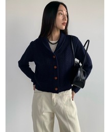 【DIDOT.】カシミヤウールショールカラークロッシェニットカーディガン
