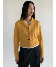 【DIDOT.】カシミヤウールショールカラークロッシェニットカーディガン