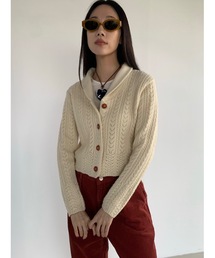 【DIDOT.】カシミヤウールショールカラークロッシェニットカーディガン