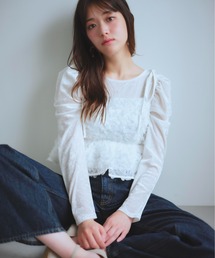 LANTINAM（ランティナム）の「フラワーキャミソール＆シアーベロアセット（Tシャツ/カットソー）」