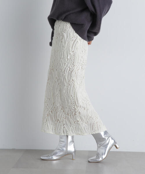 N.（N. Natural Beauty Basic）（エヌエヌナチュラルビューティーベーシック）の「◆シアー刺繍スカート（スカート・レディース・オフホワイト/ブラック・SMALL/MEDIUM）」の5枚目の写真