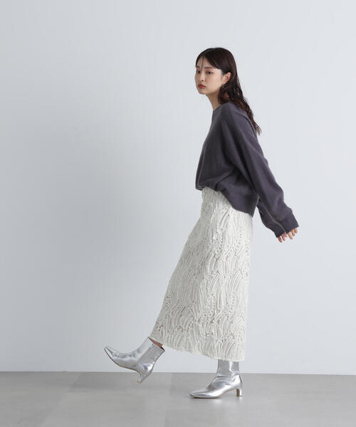 N.（N. Natural Beauty Basic）（エヌエヌナチュラルビューティーベーシック）の「◆シアー刺繍スカート（スカート・レディース・オフホワイト/ブラック・SMALL/MEDIUM）」の7枚目の写真