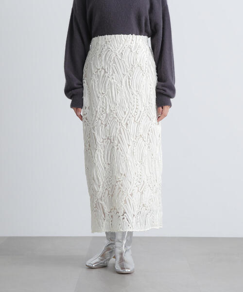 N.（N. Natural Beauty Basic）（エヌエヌナチュラルビューティーベーシック）の「◆シアー刺繍スカート（スカート・レディース・オフホワイト/ブラック・SMALL/MEDIUM）」の10枚目の写真