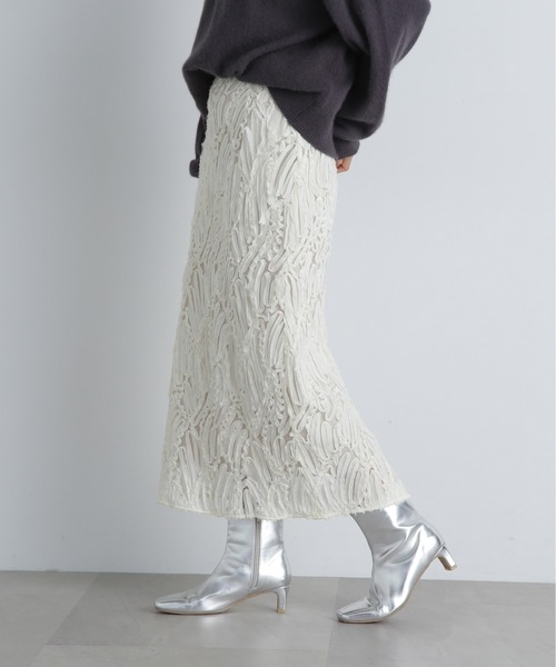 N.（N. Natural Beauty Basic）（エヌエヌナチュラルビューティーベーシック）の「◆シアー刺繍スカート（スカート・レディース・オフホワイト/ブラック・SMALL/MEDIUM）」の17枚目の写真