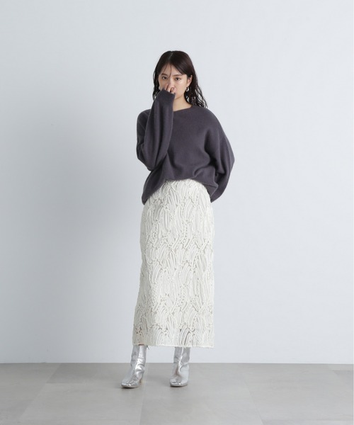 N.（N. Natural Beauty Basic）（エヌエヌナチュラルビューティーベーシック）の「◆シアー刺繍スカート（スカート・レディース・オフホワイト/ブラック・SMALL/MEDIUM）」の18枚目の写真