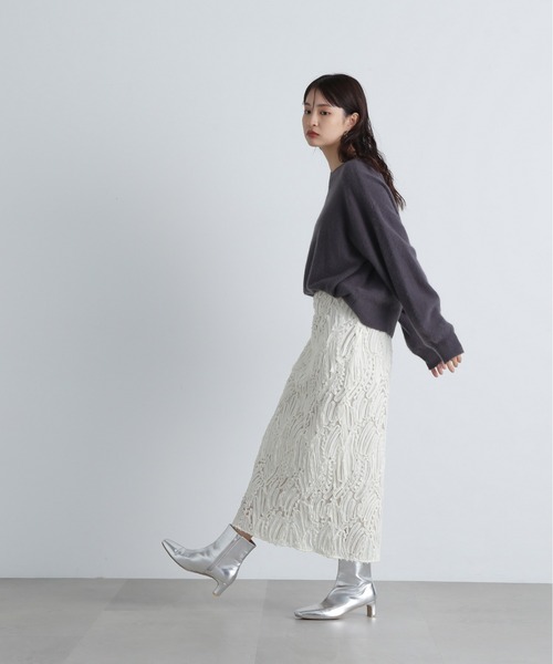 N.（N. Natural Beauty Basic）（エヌエヌナチュラルビューティーベーシック）の「◆シアー刺繍スカート（スカート・レディース・オフホワイト/ブラック・SMALL/MEDIUM）」の19枚目の写真