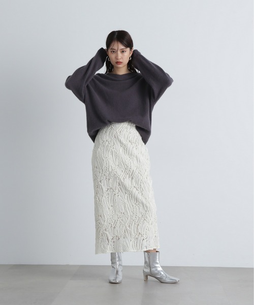 N.（N. Natural Beauty Basic）（エヌエヌナチュラルビューティーベーシック）の「◆シアー刺繍スカート（スカート・レディース・オフホワイト/ブラック・SMALL/MEDIUM）」の20枚目の写真